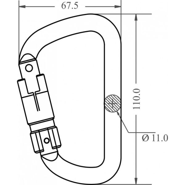 Aluminiumkarabiner mit dreifach wirkendem Automatikverschluss