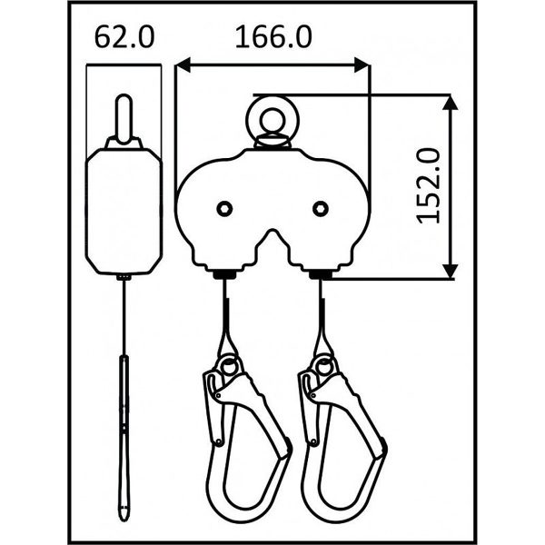 OLYMPE Twin-Höhensicherungsgerät Aluminiumgehäuse mit Gurtband