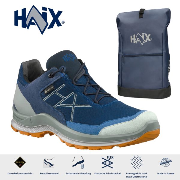 Haix® Black Eagle Adventure 3.0 GTX low marine-clay + Rucksack